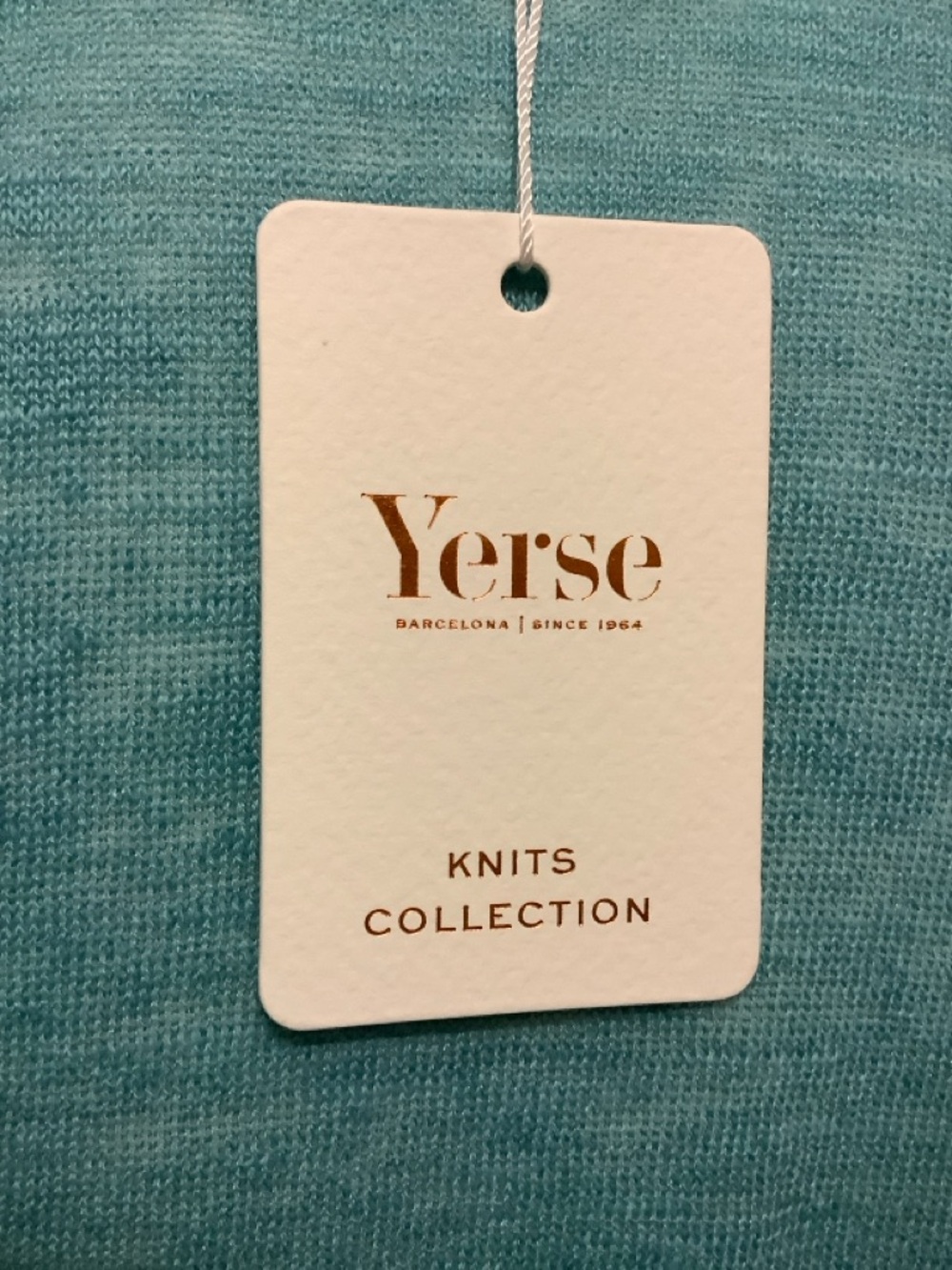 Yerse Linen Blend Knit Top Ruffle Sleeve Lace Detail Teal Size L NWT - Picture 11 of 12